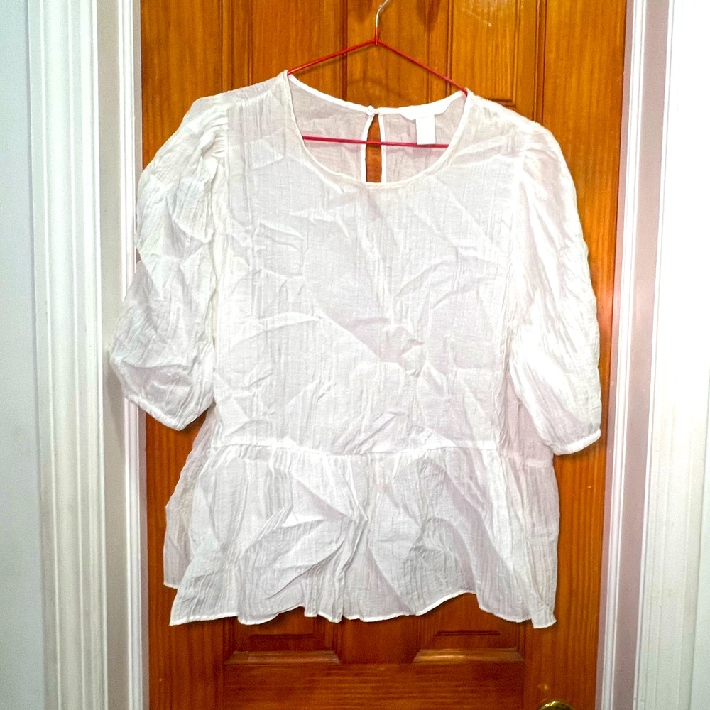 H&M White Peplum Top NWOT